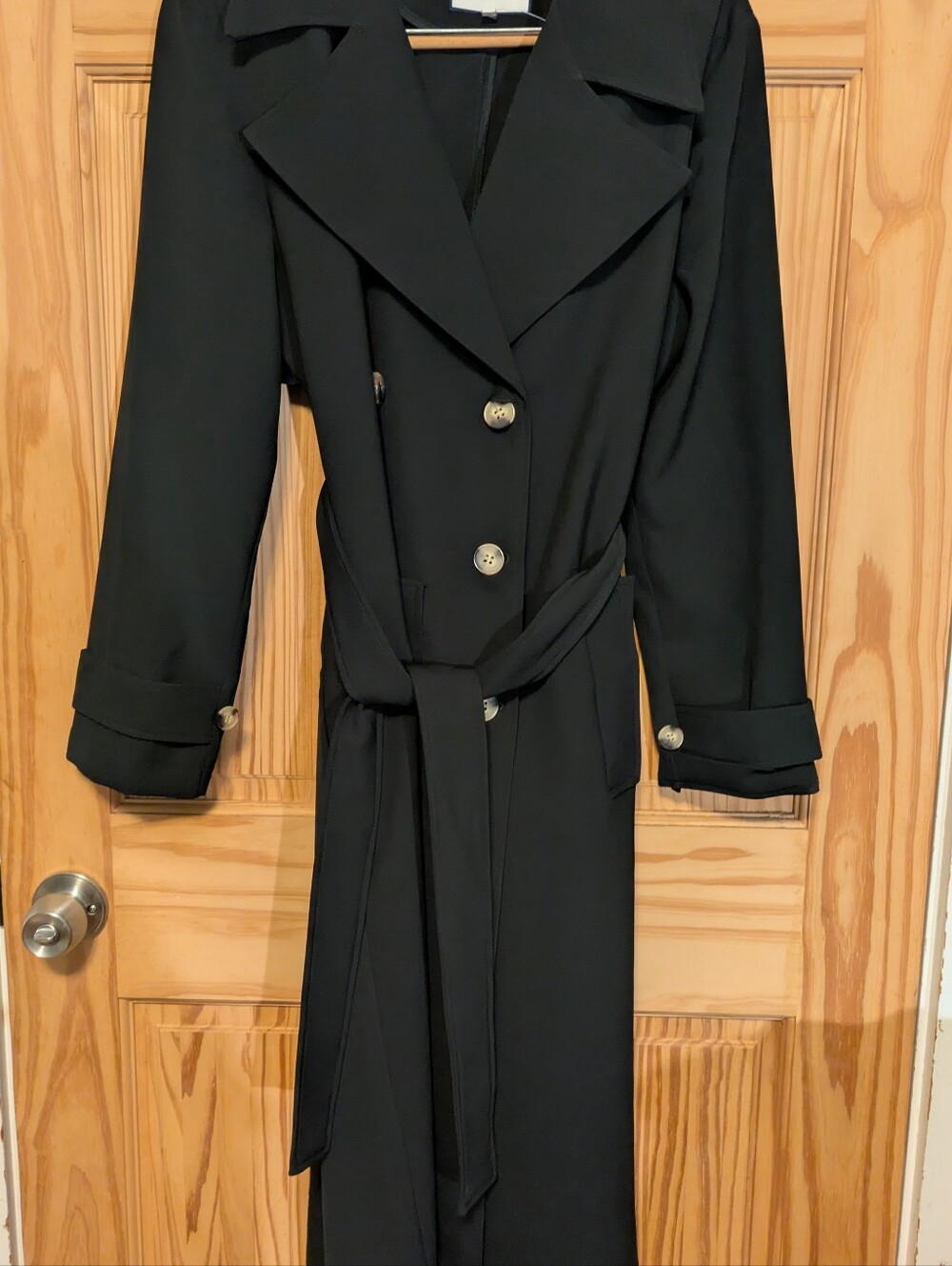 Bagatelle Black Trench Coat with Belt, Like New